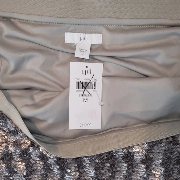 Women's J.Jill Sequin Pencil Skirt M Silver/Sterling - Picture 4 of 8